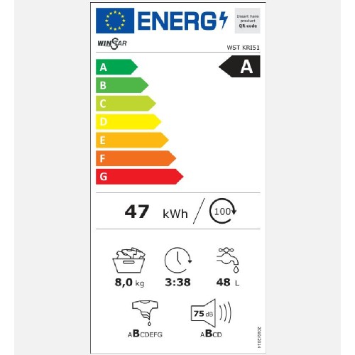 ΠΛΥΝΤΗΡΙΟ ΡΟΥΧΩΝ ΕΛΕΥΘΕΡΟ 60CM WINSTAR WST KRI51 (8KG / Α / ΑΤΜΟΥ)